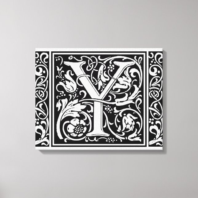Letter Y Medieval Monogram Art Nouveau Canvas Print (Front)