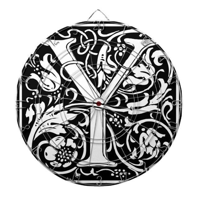 Letter Y Medieval Monogram Art Nouveau Dartboard (Front)