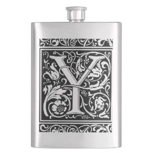 Letter Y Medieval Monogram Art Nouveau Hip Flask