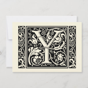 Letter Y Medieval Monogram Art Nouveau Invitation