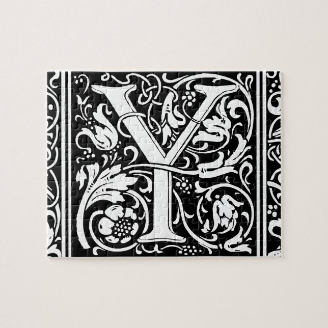 Letter Y Medieval Monogram Art Nouveau Jigsaw Puzzle (Horizontal)