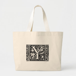 Letter Y Medieval Monogram Art Nouveau Large Tote Bag