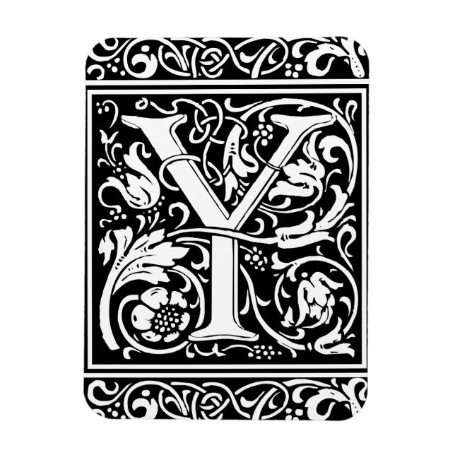 Letter Y Medieval Monogram Art Nouveau Magnet (Vertical)