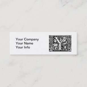 Letter Y Medieval Monogram Art Nouveau Mini Business Card