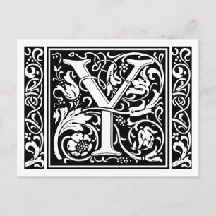 Letter Y Medieval Monogram Art Nouveau Postcard
