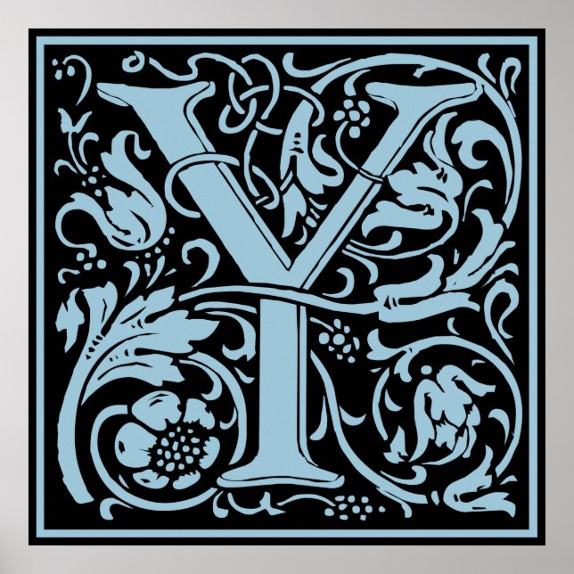 Letter Y Medieval Monogram Art Nouveau Poster (Front)