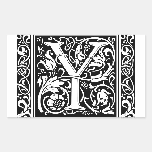Letter Y Medieval Monogram Art Nouveau Sticker (Front)