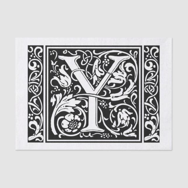 Letter Y Medieval Monogram Art Nouveau Tissue Paper (Front)