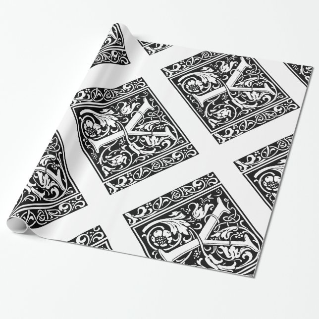 Letter Y Medieval Monogram Art Nouveau Wrapping Paper (Unrolled)