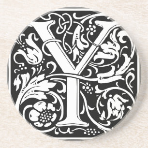 Letter Y Medieval Monogram Vintage Initial Coaster
