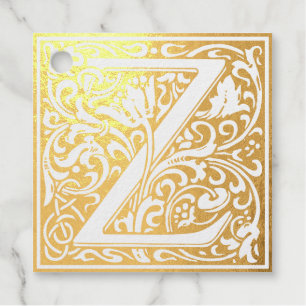 Letter Z art nouveau black and white Tile Favour Tags