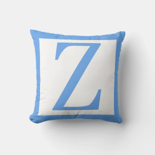 Letter Z Baby Blue Border Throw Pillow