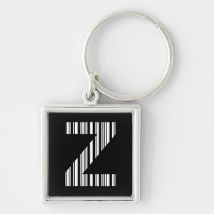 LETTER Z BAR CODE First Initial Barcode Pattern Keychain
