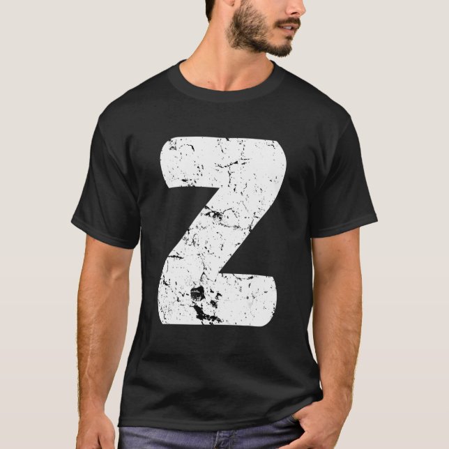 Letter Z Big Capital Alphabet Monogram Distressed  T-Shirt (Front)