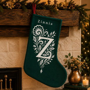Letter Z Botanical Monogram Personalized Stocking