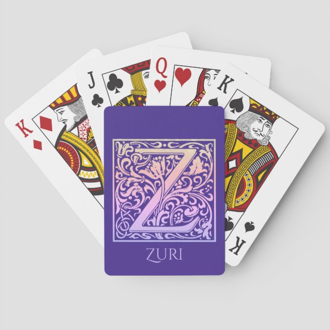 Letter Z Colourful Vintage First Letter Gradient Playing Cards (Back)