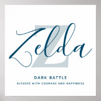 Letter Z elda name meaning blue gray text custom