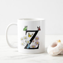 Letter Z Floral Butterfly Monogram Initial