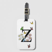Letter Z Floral Butterfly Monogram Initial
