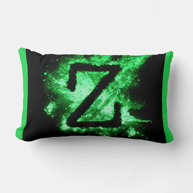 Letter Z Green Capital Alphabet Lumbar Pillow (Front)