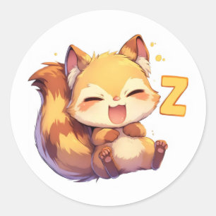 Letter Z Happy Anime Squirrel Classic Round Sticker