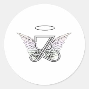 Letter Z Initial Monogram with Angel Wings & Halo Classic Round Sticker