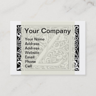 Letter Z Medieval Monogram Art Nouveau Business Card