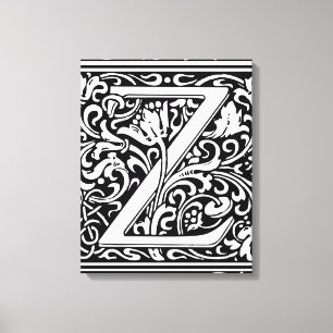 Letter Z Medieval Monogram Art Nouveau Canvas Print