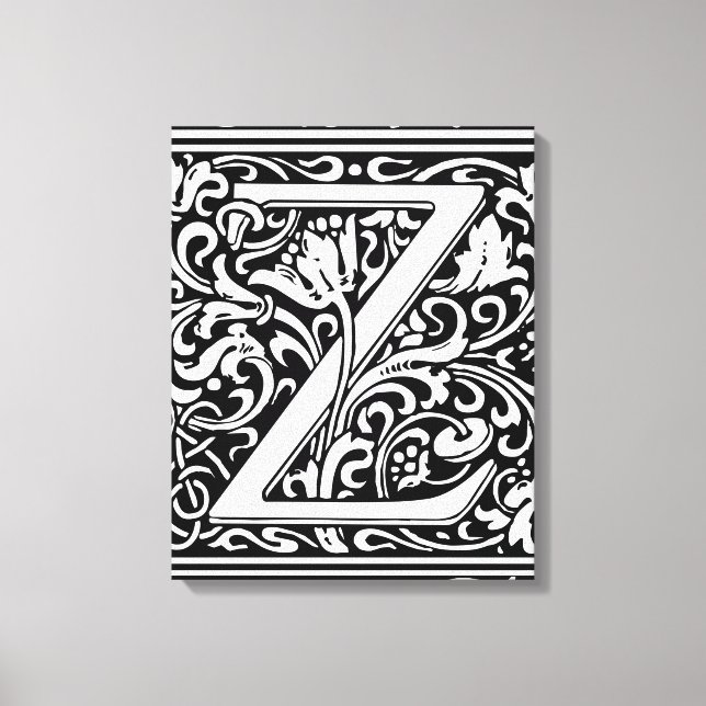 Letter Z Medieval Monogram Art Nouveau Canvas Print (Front)