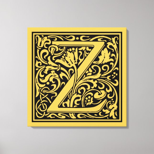 Letter Z Medieval Monogram Art Nouveau Canvas Print (Front)