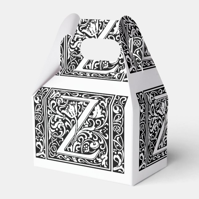 Letter Z Medieval Monogram Art Nouveau Favor Box (Front Side)