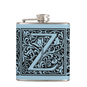 Letter Z Medieval Monogram Art Nouveau Hip Flask