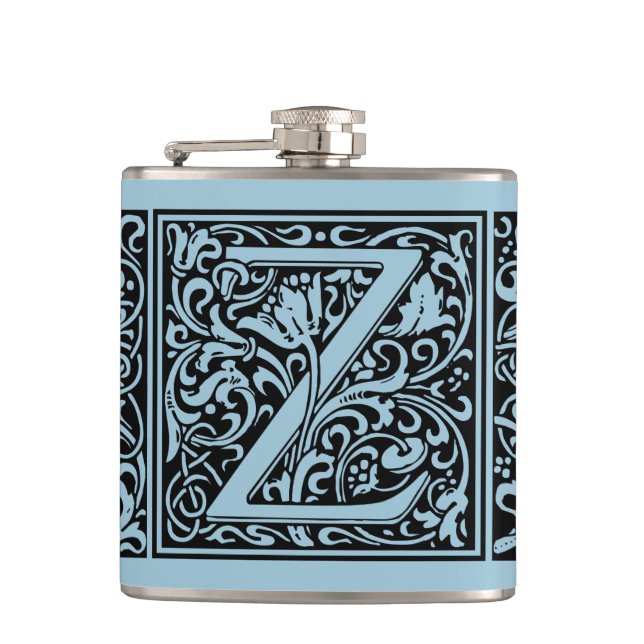 Letter Z Medieval Monogram Art Nouveau Hip Flask (Front)