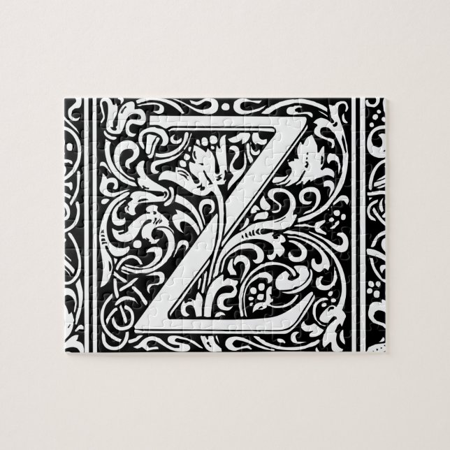 Letter Z Medieval Monogram Art Nouveau Jigsaw Puzzle (Horizontal)