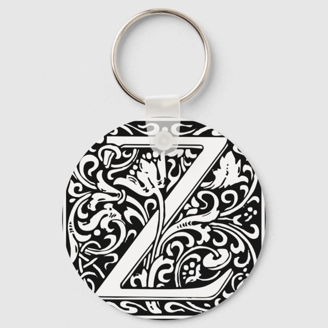 Letter Z Medieval Monogram Art Nouveau Keychain (Front)
