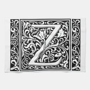 Letter Z Medieval Monogram Art Nouveau Kitchen Towel