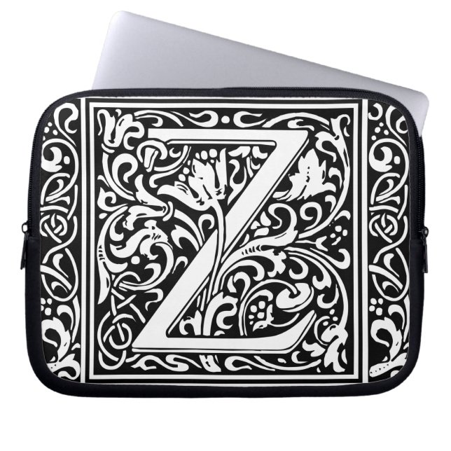 Letter Z Medieval Monogram Art Nouveau Laptop Sleeve (Front)