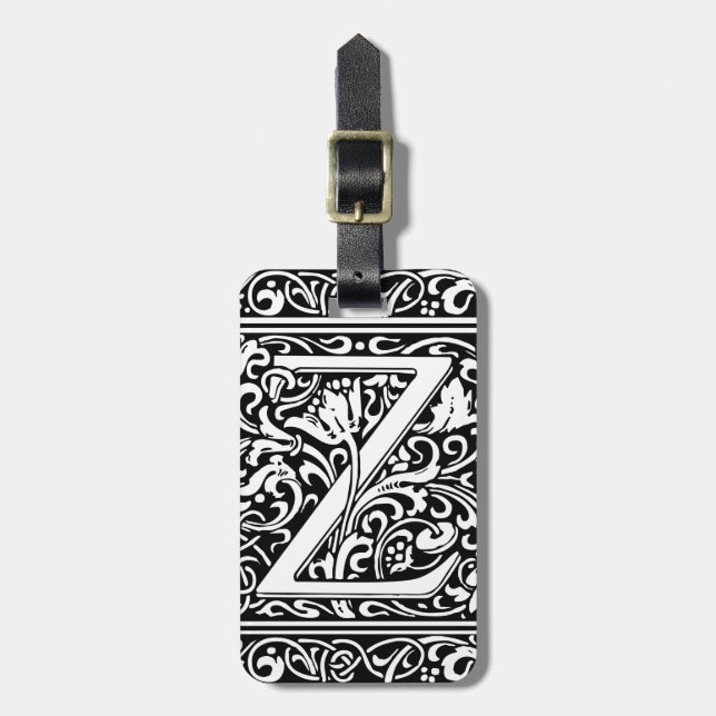 Letter Z Medieval Monogram Art Nouveau Luggage Tag (Front Vertical)