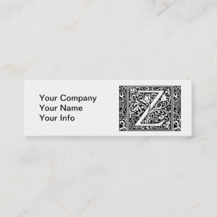 Letter Z Medieval Monogram Art Nouveau Mini Business Card