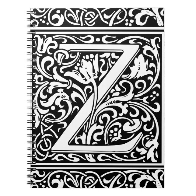 Letter Z Medieval Monogram Art Nouveau Notebook (Front)