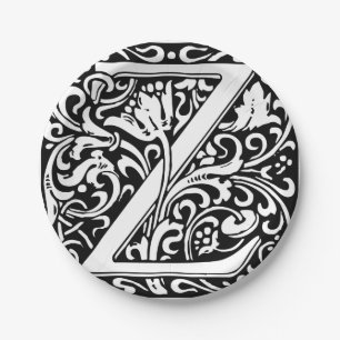 Letter Z Medieval Monogram Art Nouveau Paper Plate