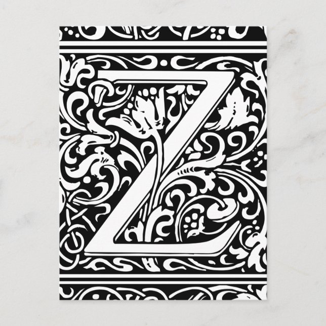 Letter Z Medieval Monogram Art Nouveau Postcard (Front)