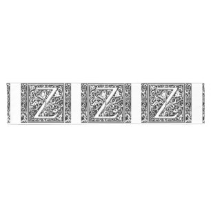 Letter Z Medieval Monogram Art Nouveau Short Table Runner