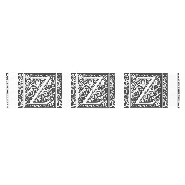 Letter Z Medieval Monogram Art Nouveau Short Table Runner (Horizontal)