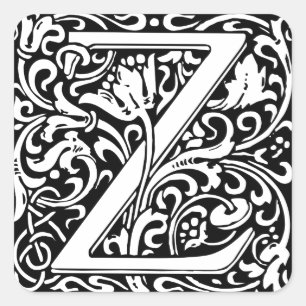 Letter Z Medieval Monogram Art Nouveau Square Sticker