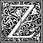 Letter Z Medieval Monogram Art Nouveau Standing Photo Sculpture<br><div class="desc">This initial Z is part of a complete series of upper case William Morris inspired typography initials. The black and white lettering is highly decorative, styled after the fancy typography of the middle ages. Cute and trendy, this is a vintage chic monogram Z - letter Z- swirly Z . Customize...</div>