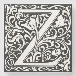 Letter Z Medieval Monogram Art Nouveau Stone Coaster