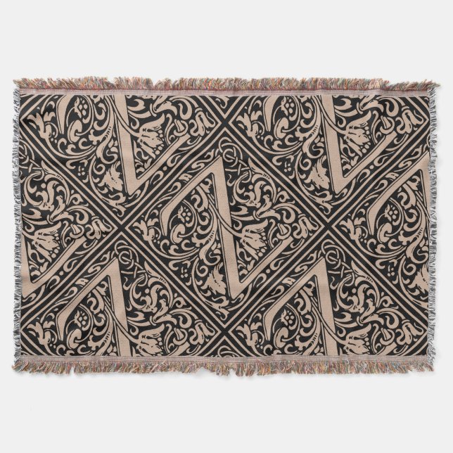 Letter Z Medieval Monogram Art Nouveau Throw Blanket (Front)