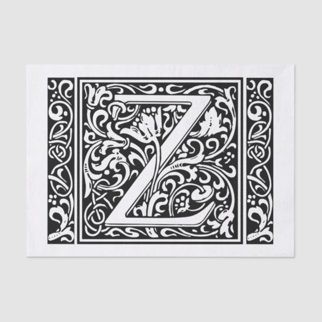 Letter Z Medieval Monogram Art Nouveau Tissue Paper (Front)