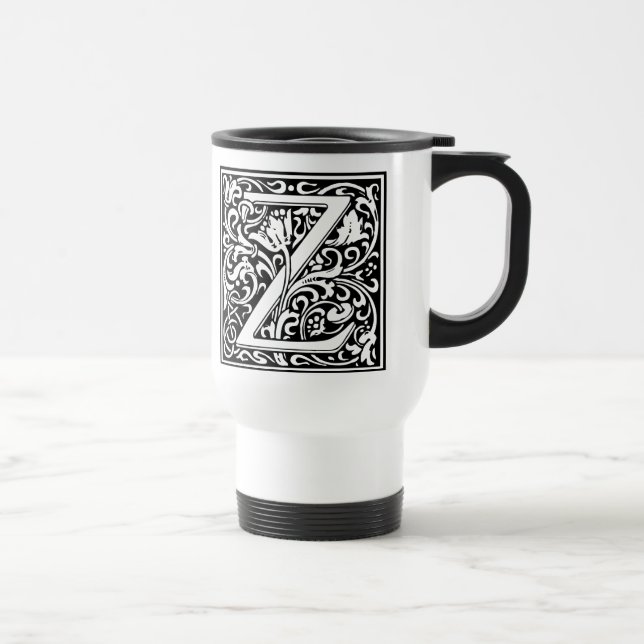 Letter Z Medieval Monogram Art Nouveau Travel Mug (Right)